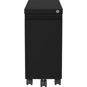 Lorell 5Th Wheel Slim Pedestal - 10" X 19.9" X 21.8" For File, Box - Letter, Legal - Anti-Tip, Hanging Rail, Lockable, Compact, Casters - Black - Metal - Recycled - Assembly Required