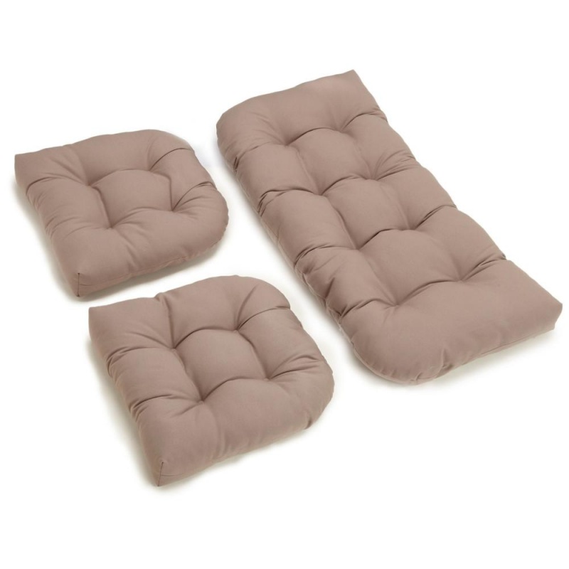 U-Shaped Twill Tufted Settee Cushion Set (Set Of 3)