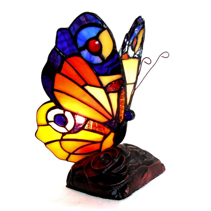 Kacy 6 Tiffany-Style Butterfly Accent Table Lamp