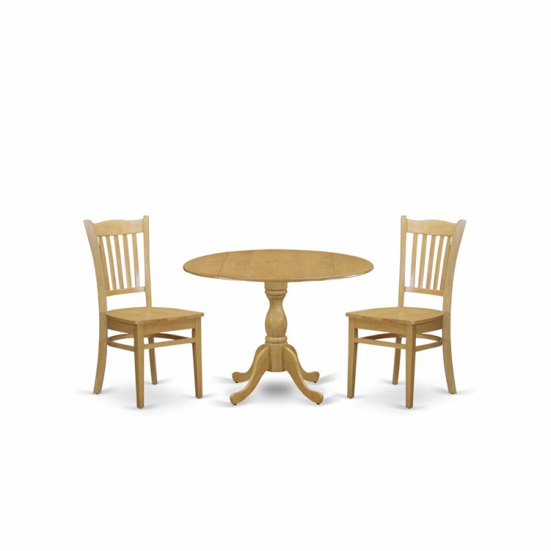 East West Furniture 3 Piece Oak Dining Room Set