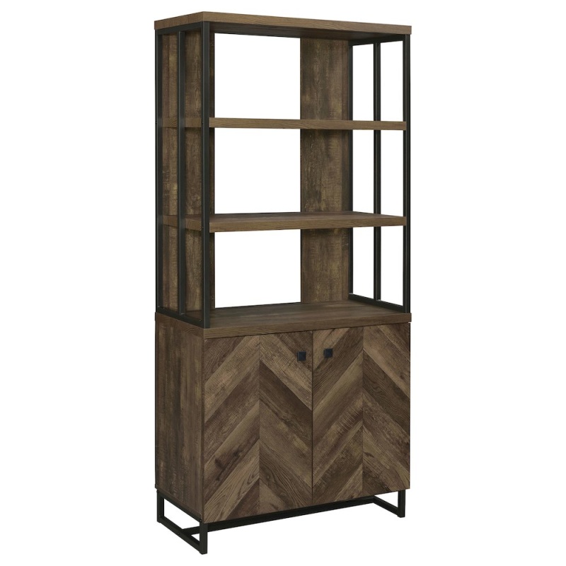 Millbrook 71-Inch 2-Door Storage Bookshelf Rustic Oak