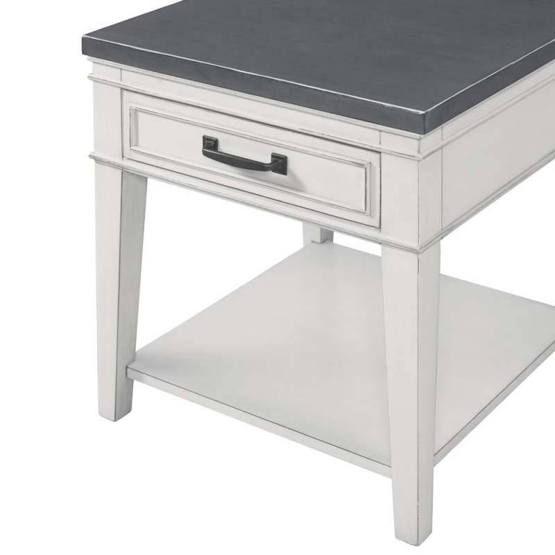 Martin Svensson Home Del Mar End Table, Antique White And Grey