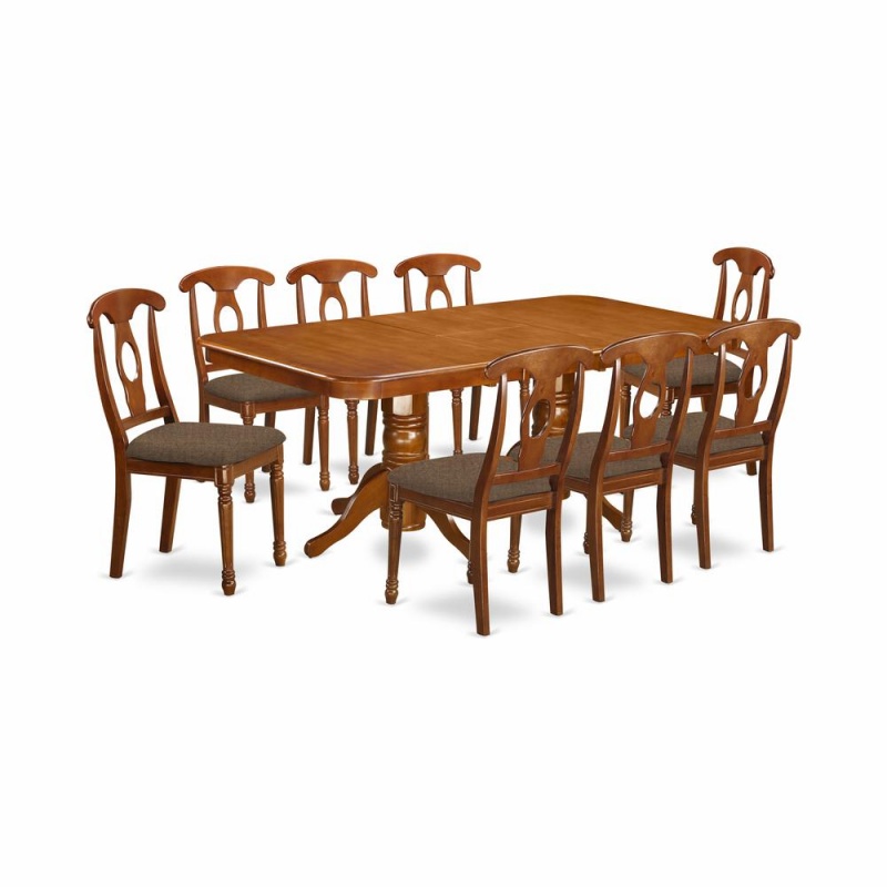 9 Pc Dining Room Set-Rectangular Table With Leaf And 8 Kitchen Dining Chairs