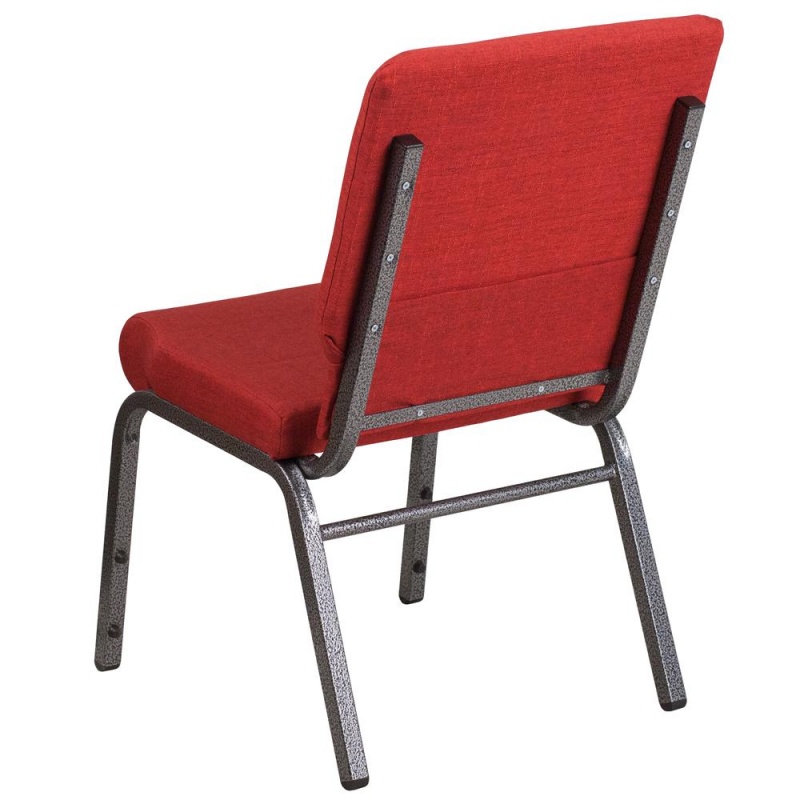 Hercules Series 18.5''W Stacking Church Chair In Red Fabric - Silver Vein Frame