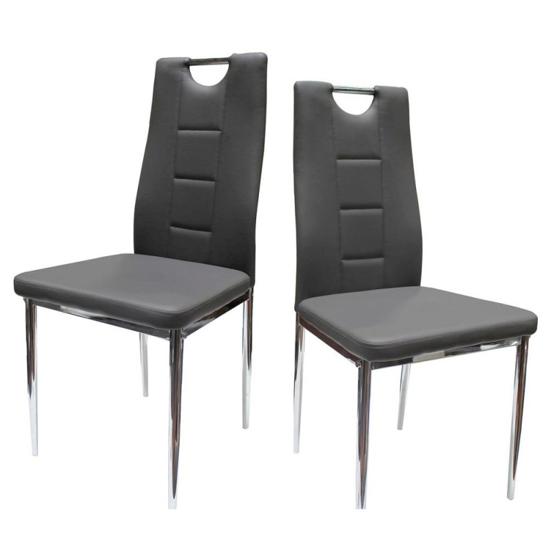 Best Master Beverly Faux Leather Upholstered Side Chair - Gray (Set Of 2)