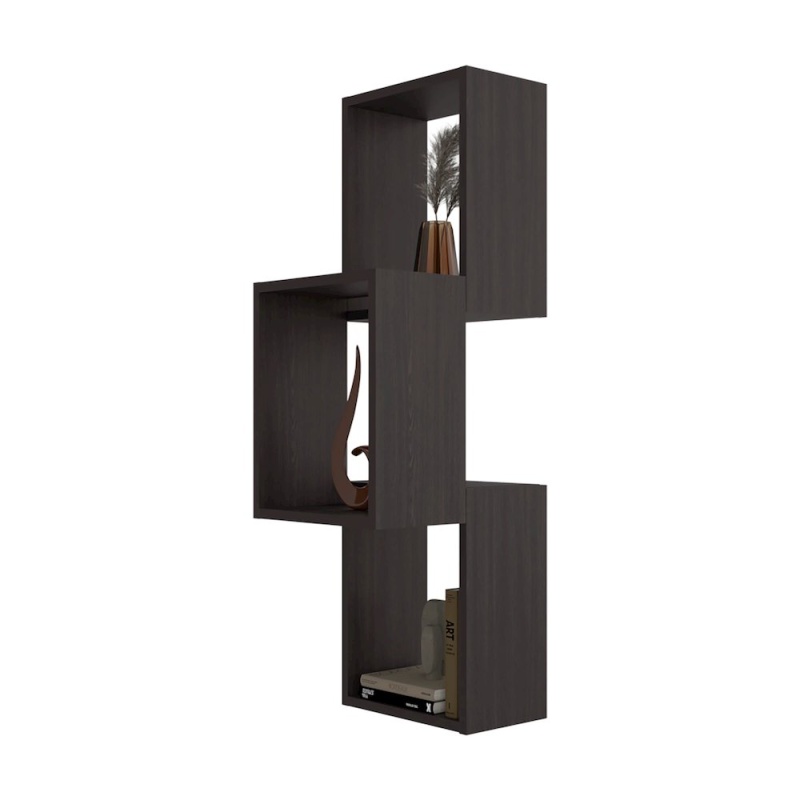 Olean Wall Shelf, 3 Shelves, Black Wengue