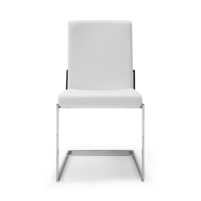 Chily Dining Chair White Faux Leather Chrome Frame