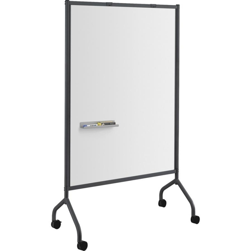 Safco Impromptu Magnetic Whiteboard Screens - White Surface - Black Steel Frame - Rectangle - Magnetic - Marker Tray, Casters - Assembly Required - 1 Each