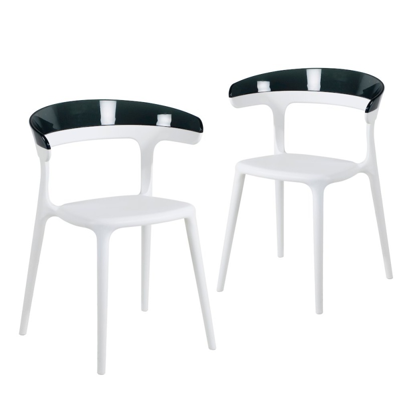 Mia Resin Patio Dining Chair in White (Set of 2)