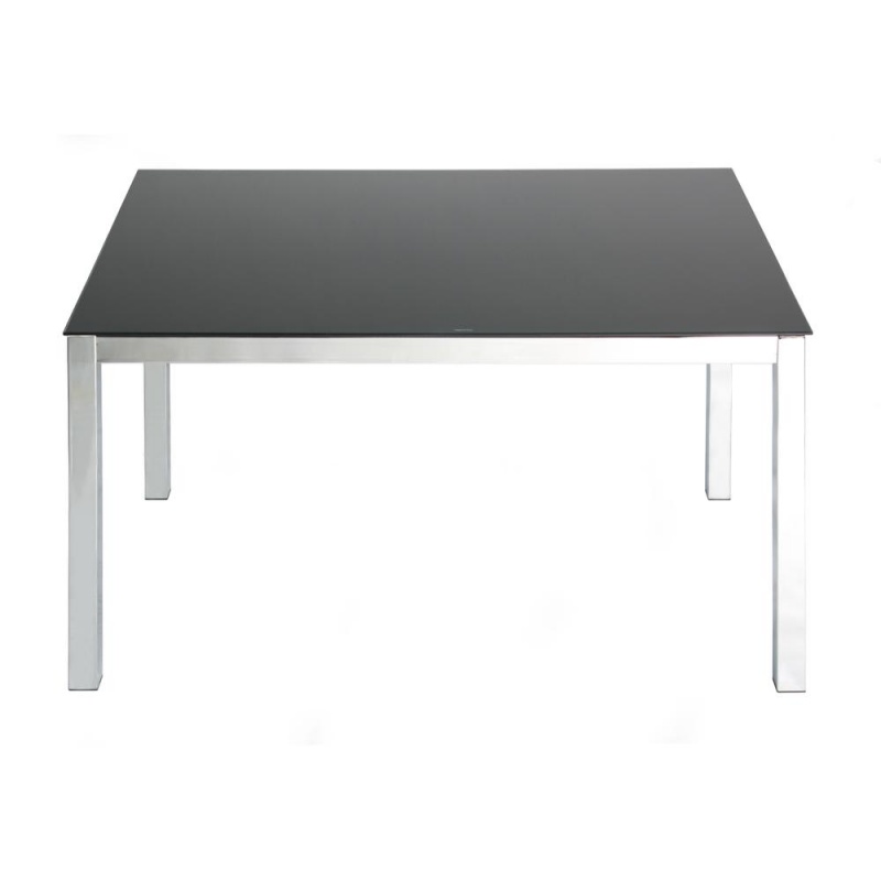 Better Home Products Elliott Chrome Metal Frame Black Tempered Glass Table