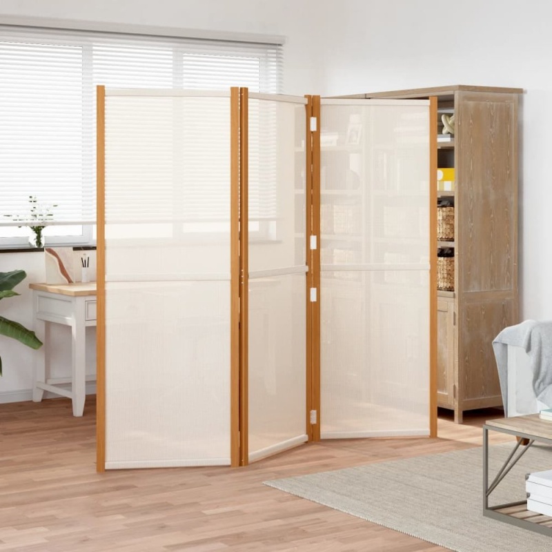 3-Panel Room Divider, Cream White, 82.7" x 70.9"