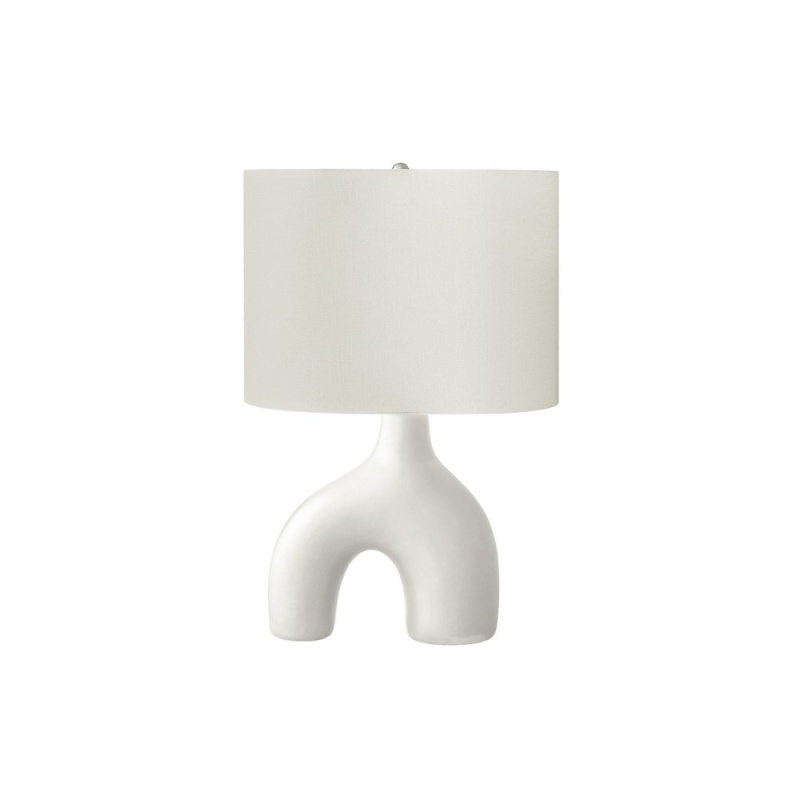 25" White Ceramic Table Lamp with Ivory/Cream Shade