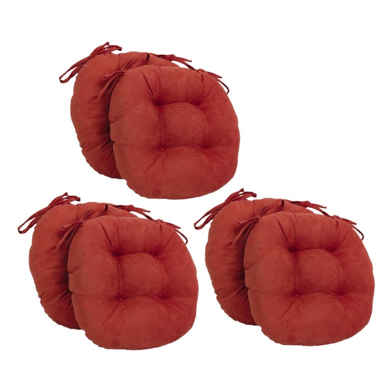 16-Inch Solid Microsuede Round Tufted Chair Cushions (Set Of 6) 916X16rd-T-6Ch-Ms-Cr