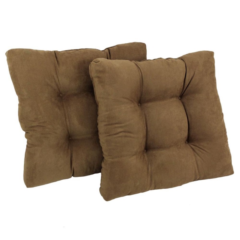 19-Inch Squared Microsuede Tufted Dining Chair Cushion (Set Of Two)