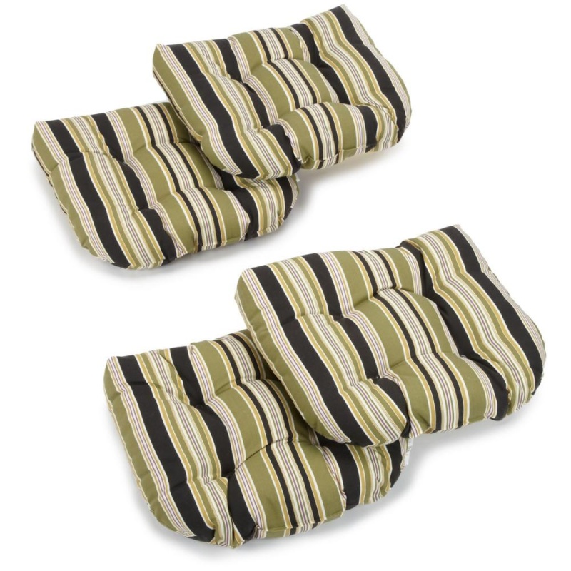 19-Inch U-Shaped Spun Polyester Outdoor Tufted Dining Chair Cushions (Set Of 4)