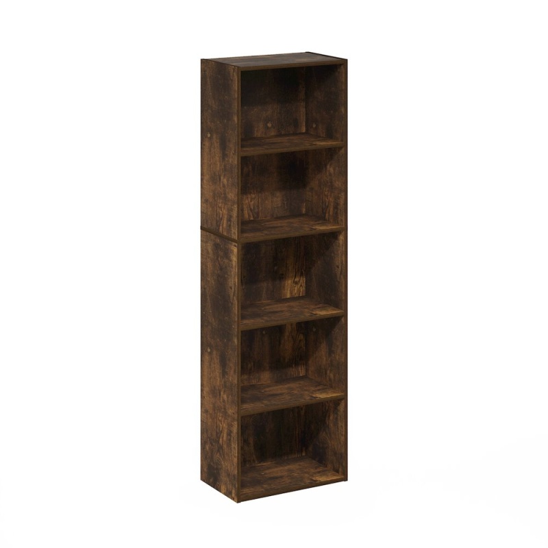 Luder 5-Tier Reversible Color Open Shelf Bookcase, Amber Pine