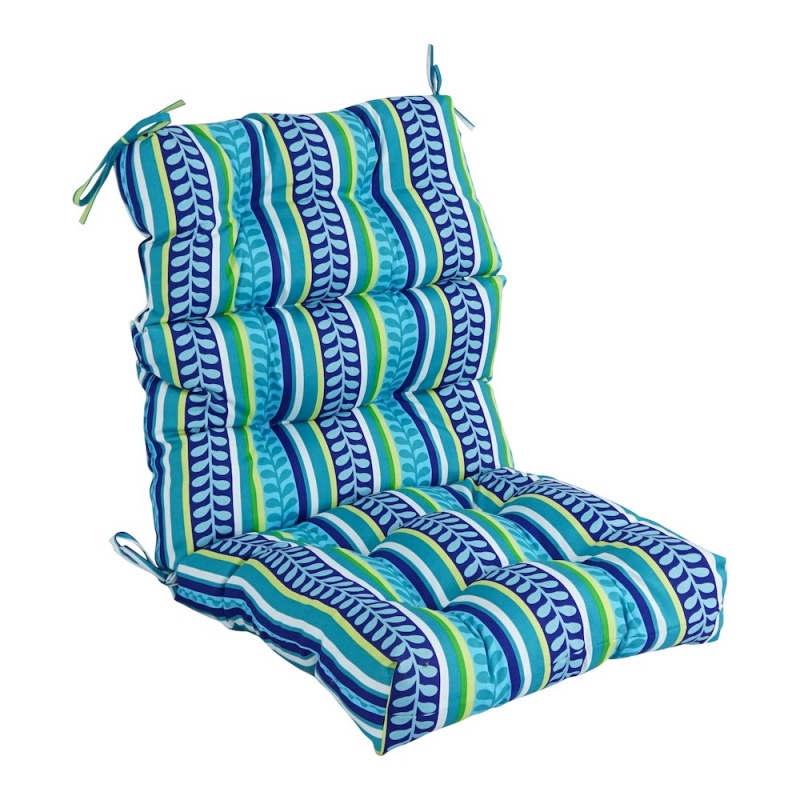 20-Inch By 42-Inch Spun Polyester Patterned Outdoor Tufted Chair Cushion