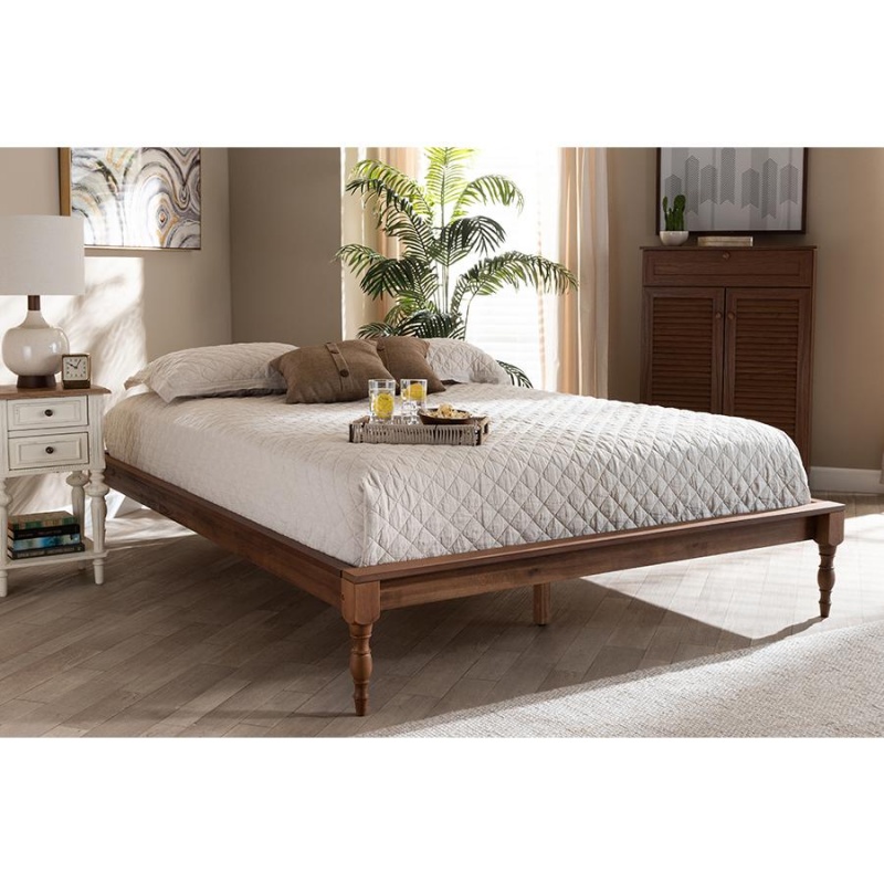 Baxton Studio Romy Vintage French Inspired Ash Wanut Finished Queen Size Wood Bed Frame