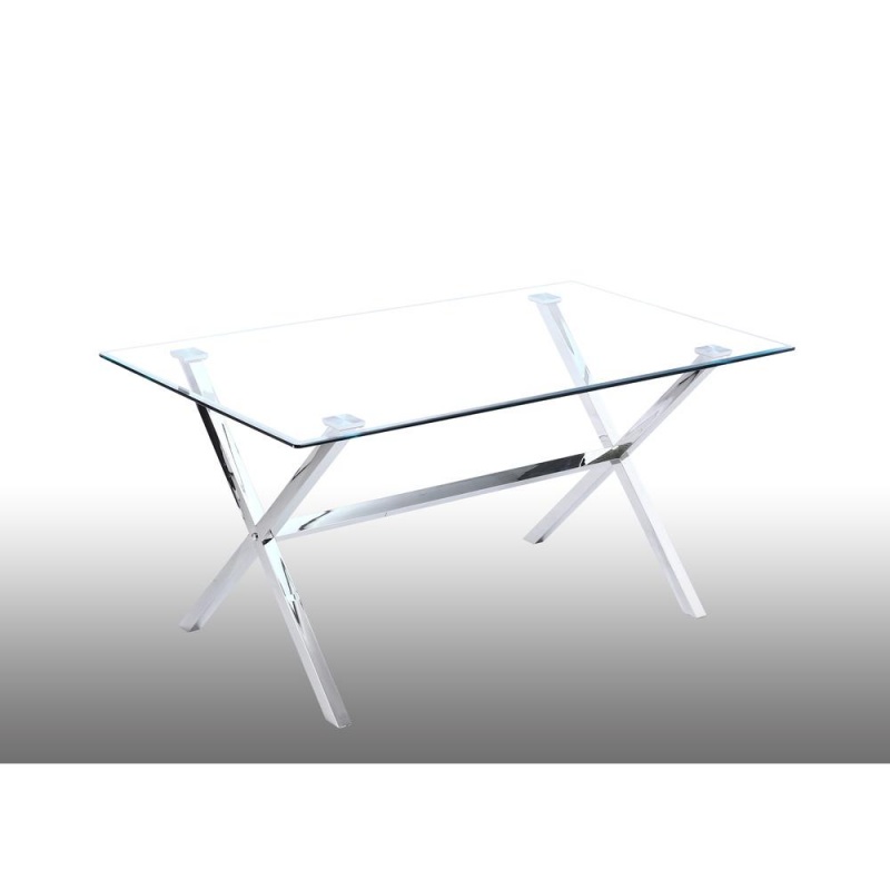 Timber 63" Modern Stainless Steel Dining Table in Silver