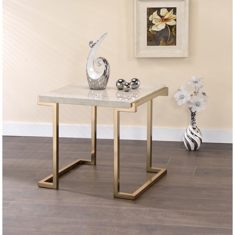 Boice Ii Coffee Table, Faux Marble & Champagne