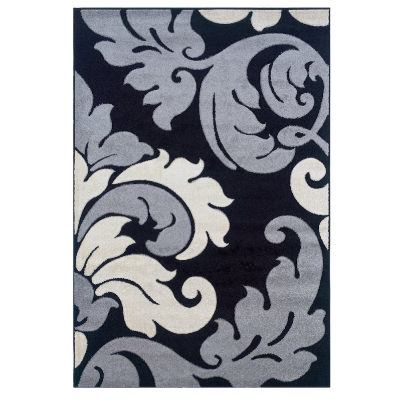 Corfu Damask Black & Grey 8X10.3 Rug