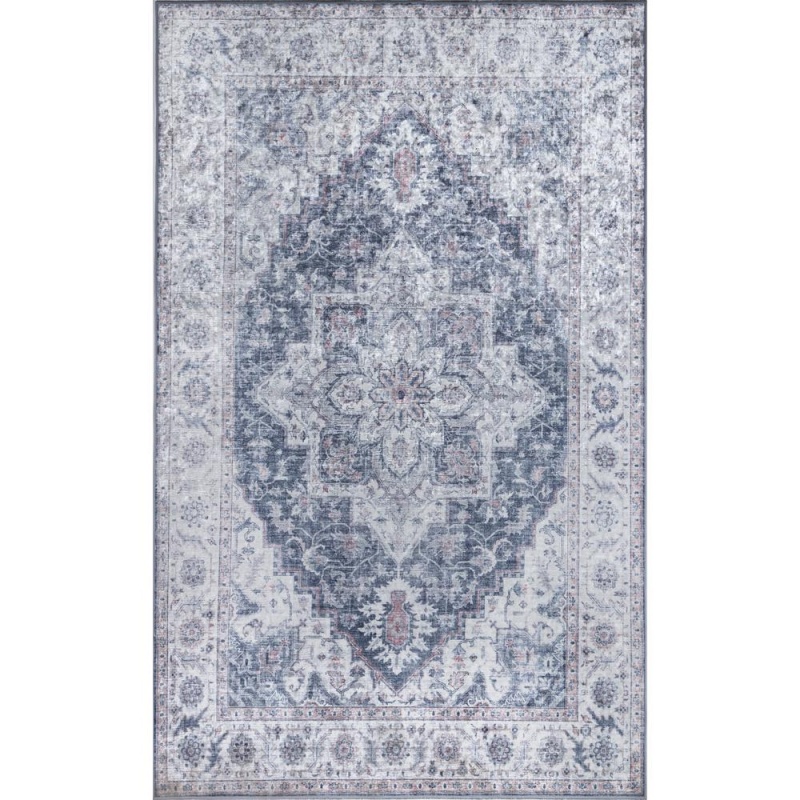 Traditional Rectangle Area Rug, Grey, 6' X 9'