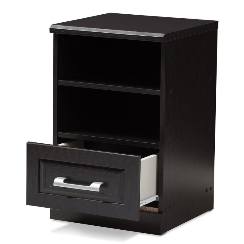Odelia Modern And Contemporary Wenge Brown Finished 1-Drawer Nightstand