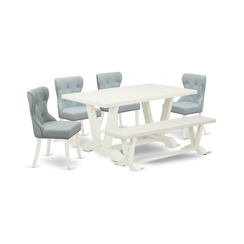 East West Furniture Modern 6-Piece Dining Table Set