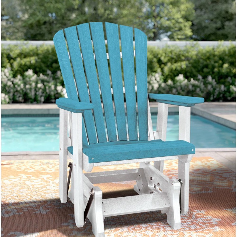 Os Home And Office Model 515Arw Fan Back Glider In Aruba Blue With A White Base, Made In The Usa