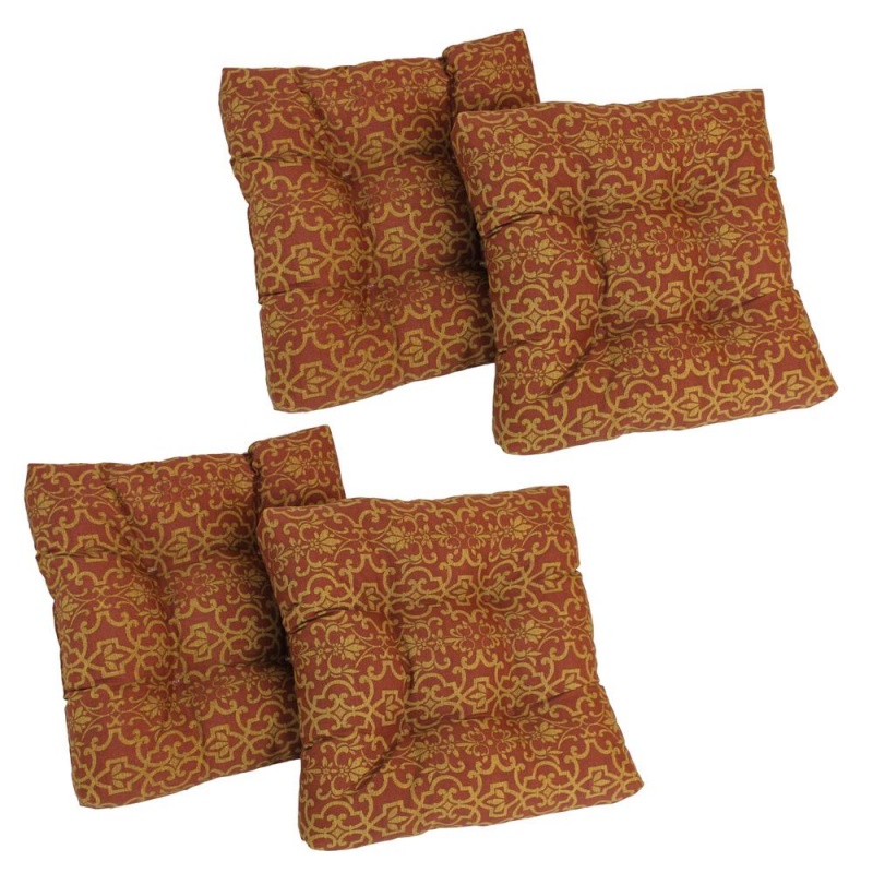 19-Inch Squared Spun Polyester Tufted Dining Chair Cushion (Set of Four)