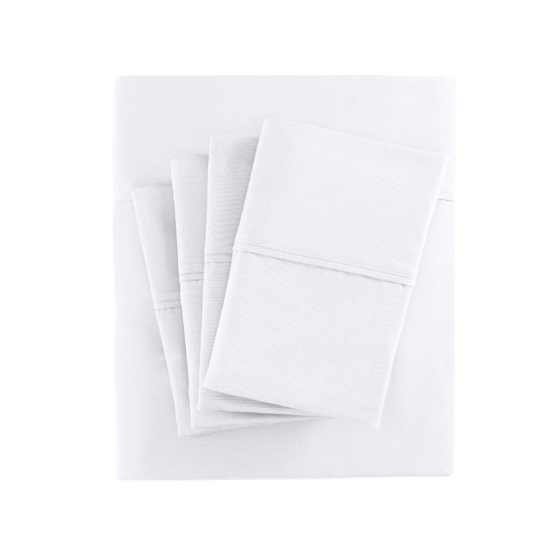 800 Thread Count Cotton Blend Sateen Sheet Set, White Color