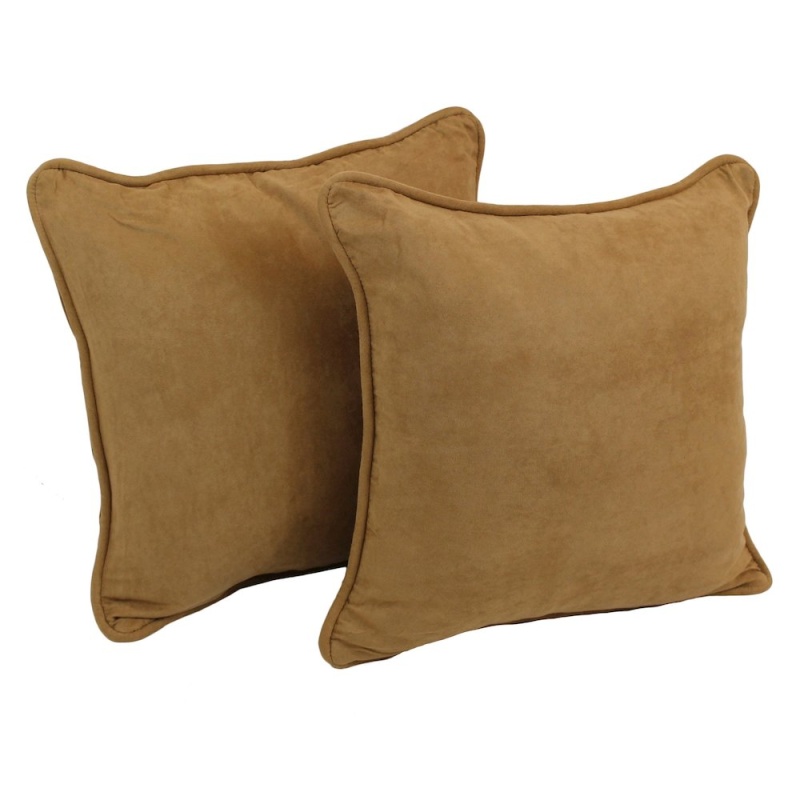 18-Inch Double-Corded Solid Microsuede Square Throw Pillows (Set of 2)