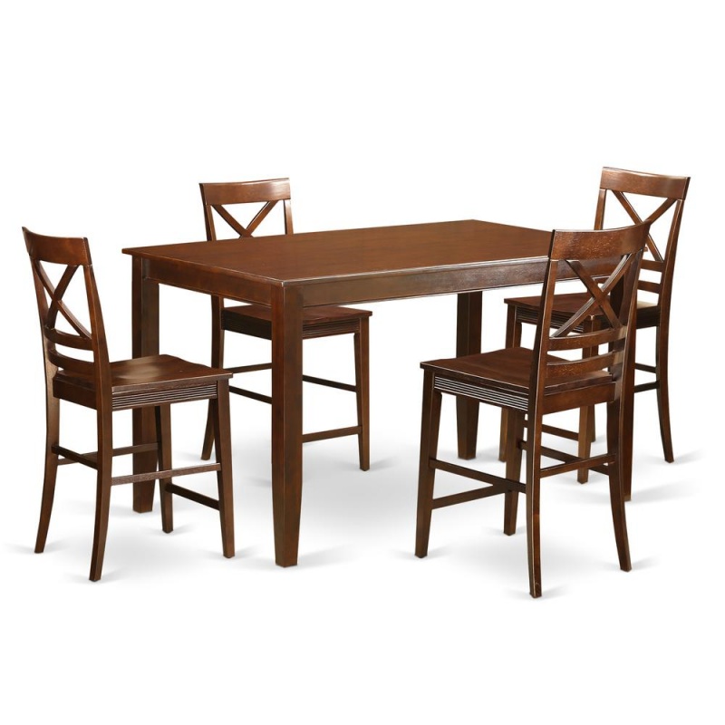 5 Pc Counter Height Pub Set - Small Kitchen Table And 4 Counter Height Chairs