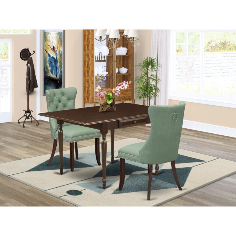 3 Piece Modern Dining Table Set Contains A Rectangle Kitchen Table