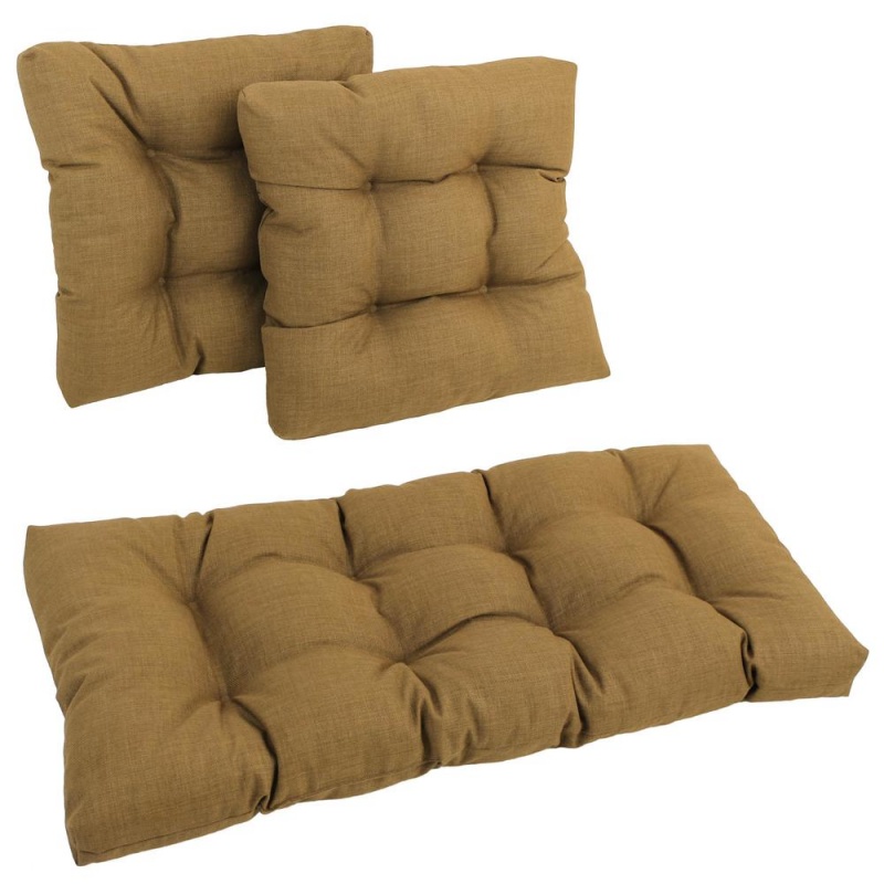 Square Spun Polyester Outdoor Tufted Settee Cushions (Set Of 3)