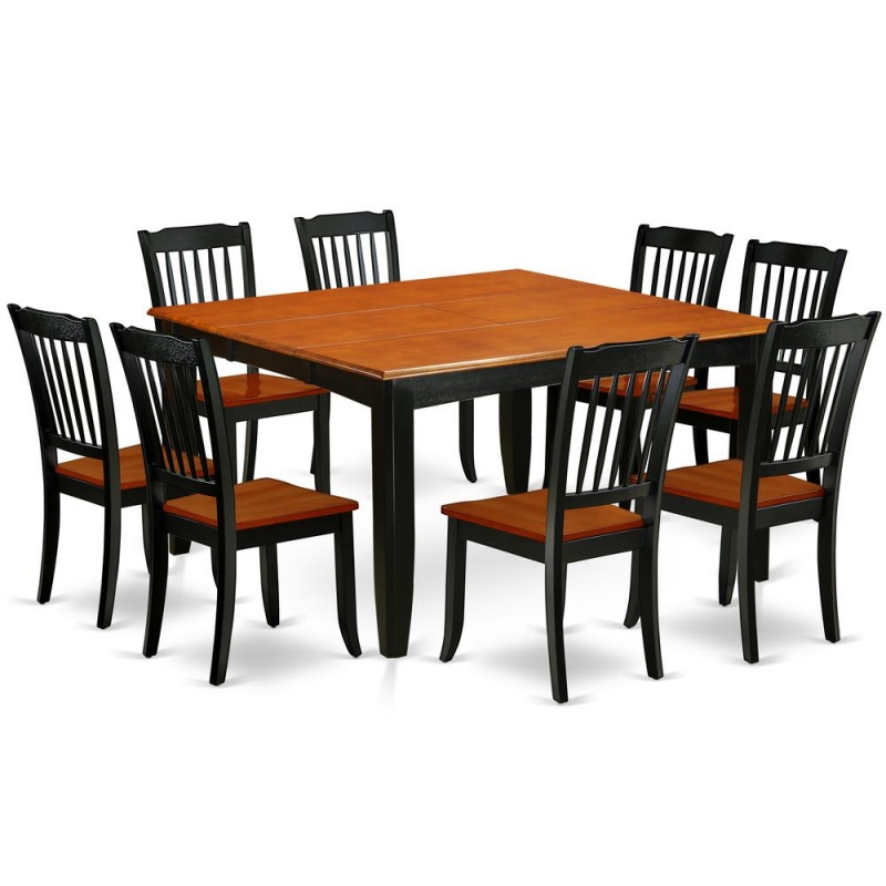 Dining Room Set Black & Cherry, Pfda9-Bch-w