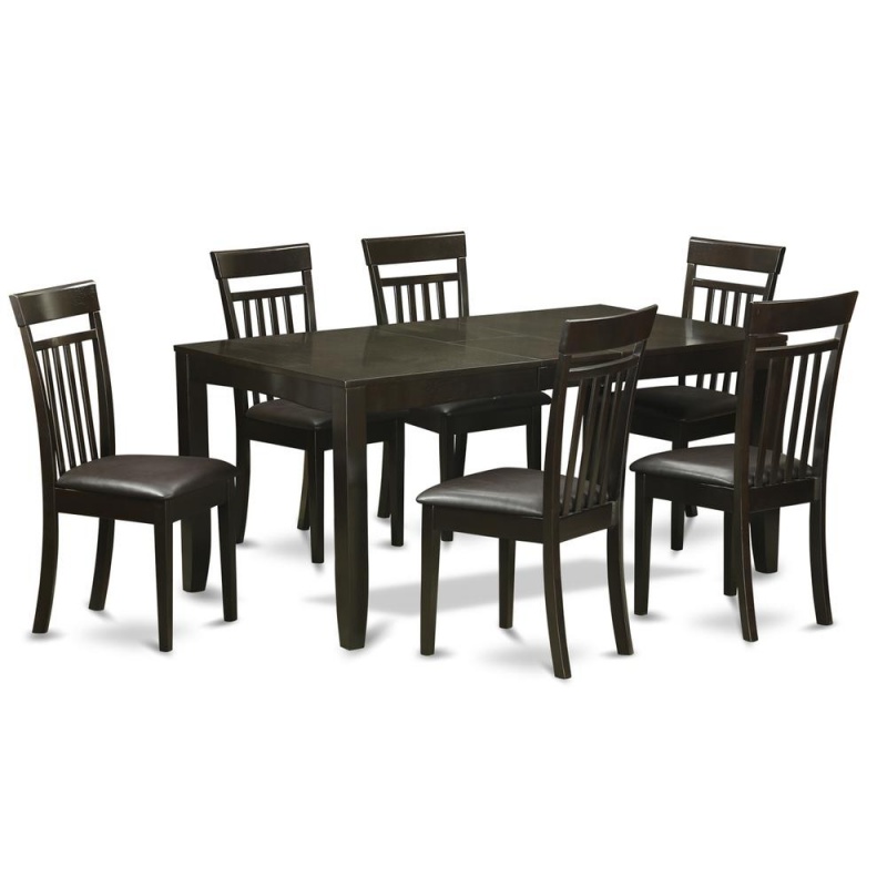 7 Pc Dining Room Set-Table With Leaf And 6 Dining Chairs