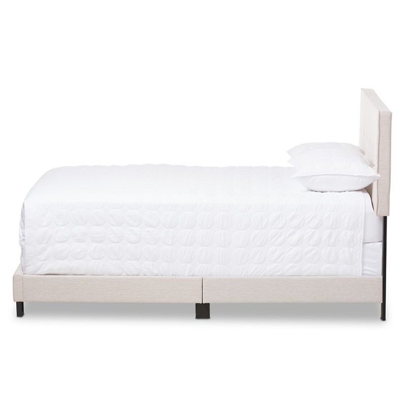 Hampton Modern And Contemporary Light Beige Fabric Upholstered Queen Size Bed