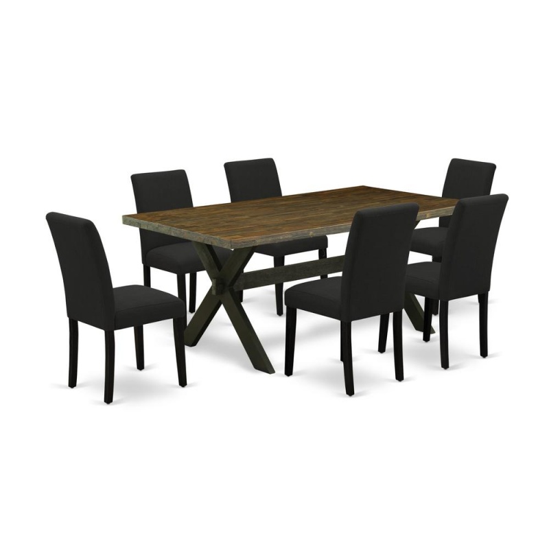 7-Pc Kitchen Table Set with 6 Parson Dining Chairs