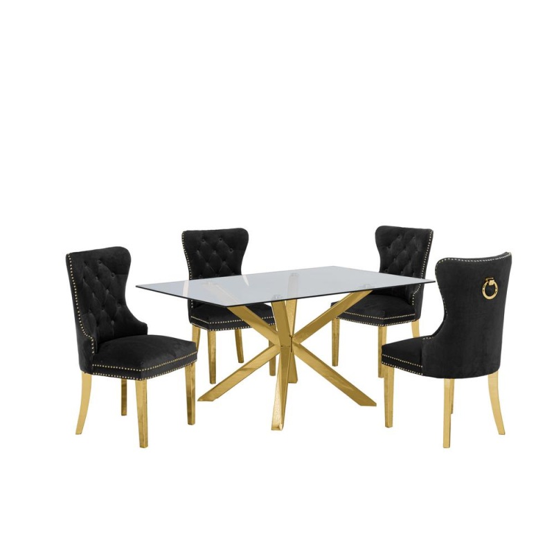 Contemporary 5Pc Dining Set, Glass Dining Table