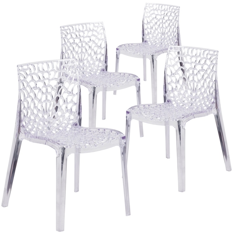4 Pk. Vision Series Transparent Stacking Side Chair