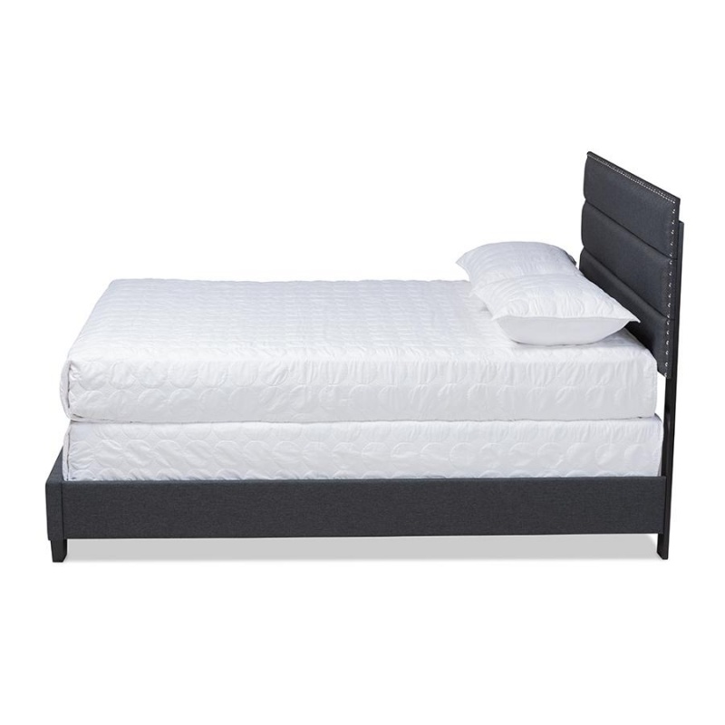 Baxton Studio Ansa Modern And Contemporary Dark Grey Fabric Upholstered King Size Bed