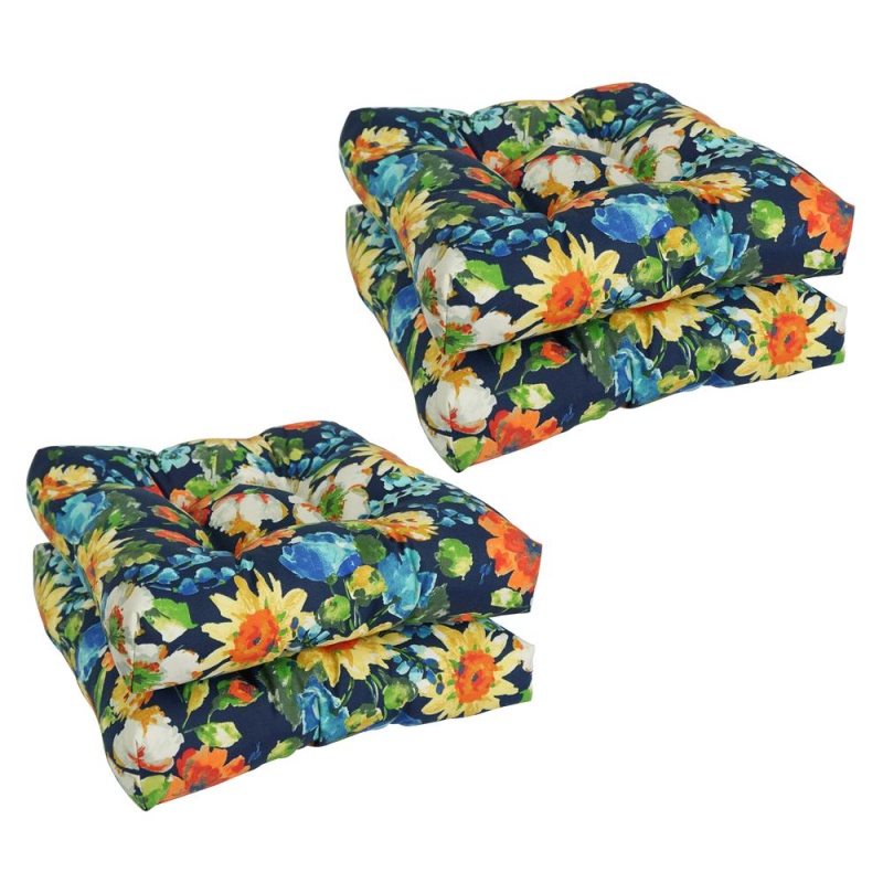 19-Inch Squared Patterned Spun Polyester Tufted Dining Chair Cushions (Set Of 4) 94005-4Ch-Reo-59