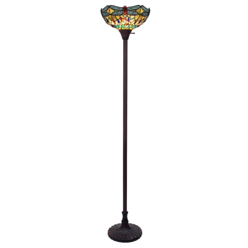 Chloe Lighting Empress Tiffany-Style Dark Bronze 1 Light Torchiere Lamp 14" Shade