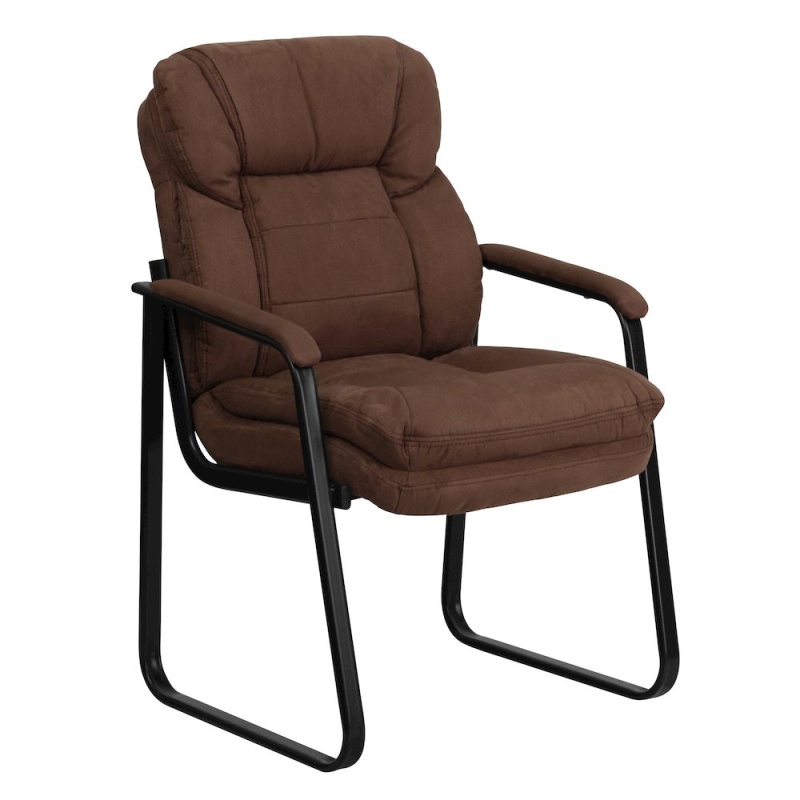 Brown Microfiber Executive Side Reception Chair