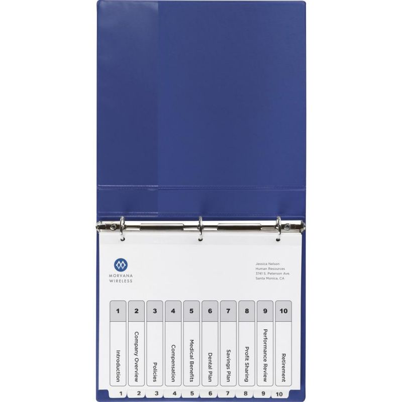 Avery® Ready Index 10-Tab Custom Toc Dividers - 60 X Divider(S) - 1-10, Table Of Contents - 10 Tab(S)/Set - 8.5" Divider Width X 11" Divider Length - 3 Hole Punched - White Paper Divider - White p