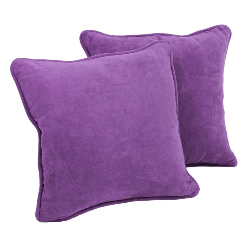 18-Inch Double-Corded Solid Microsuede Square Throw Pillows With Inserts (Set Of 2), Ultra Violet