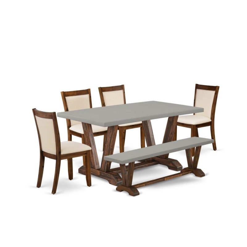 6-Piece Dining Room Set with Bench and 4 Chairs