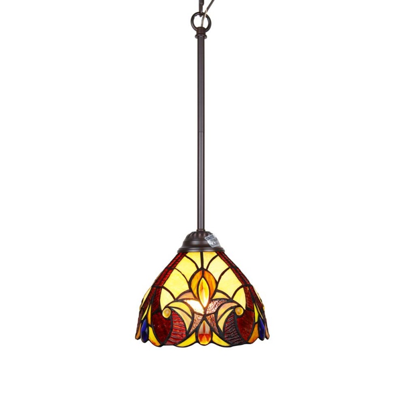 Chloe Lighting Adia Victorian Tiffany-Syle Dark Bronze 1 Light Mini Pendant 8" Wide