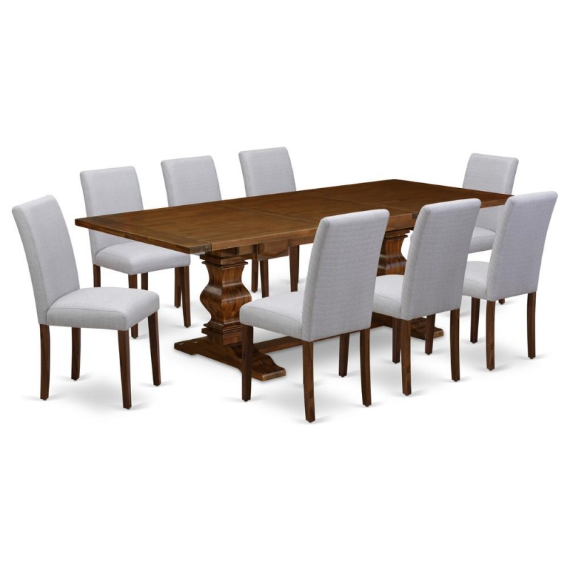 9-Piece Dining Table Set with 8 Parson Chairs